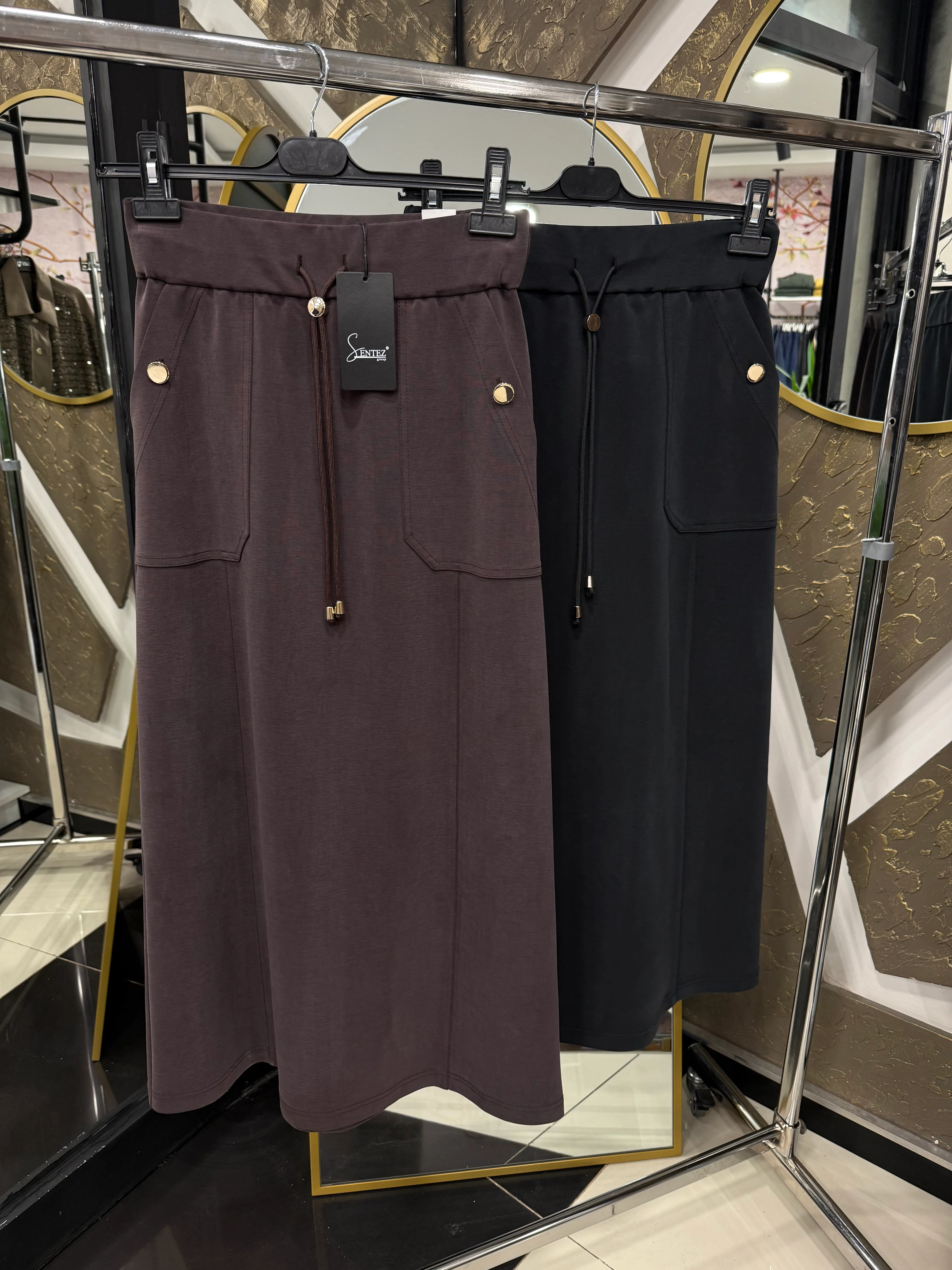 SENTEZ 5472 ELENNA CEP DÜĞMELİ ÇAN ETEK 