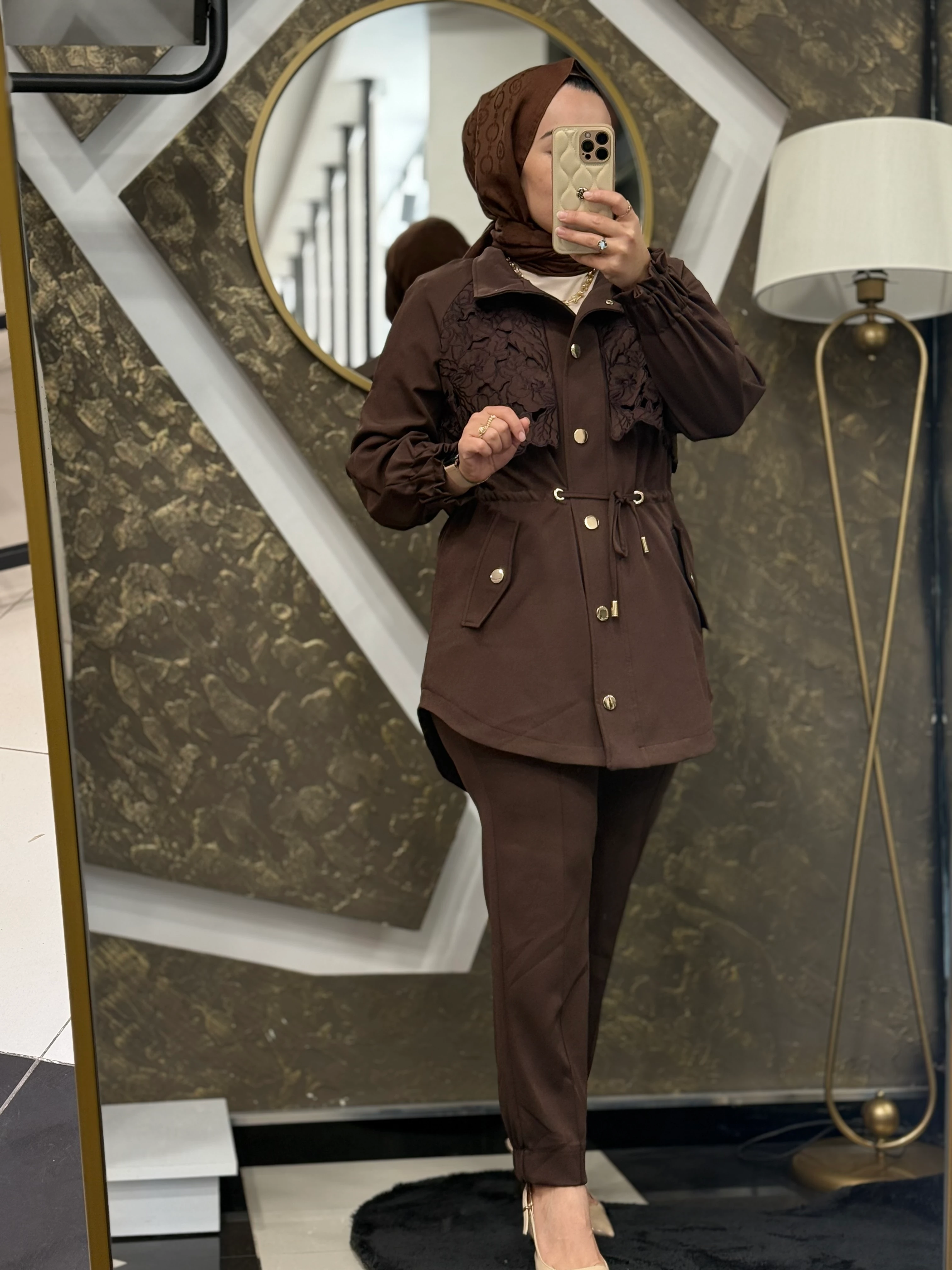 MİSSEMRAMİSS 5048 BRİELLE DANTEL GARNİ TAKIM - KAHVE