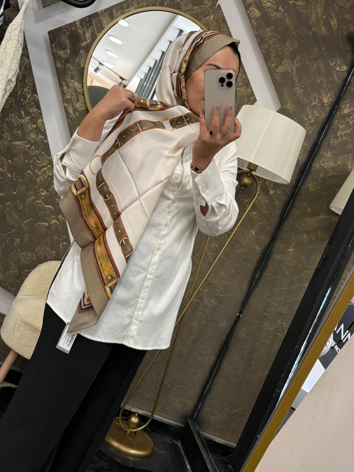 MİSSEMRAMİSS 4890 NAKIŞLI GÖMLEK - BEYAZ