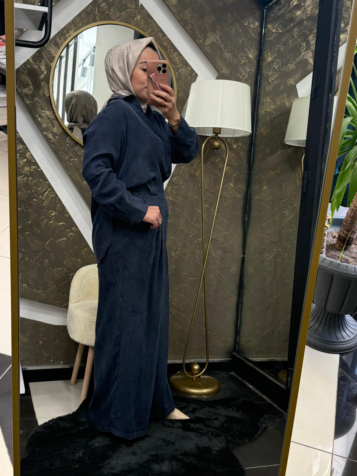 TERZİ DÜKKANI PRİME TAŞLANMIŞ İPEK PİLE DETAY PANTOLON GÖMLEK TAKIM