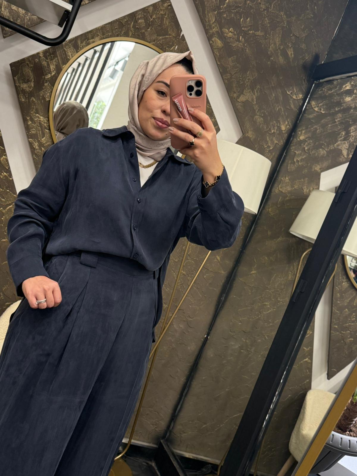 TERZİ DÜKKANI PRİME TAŞLANMIŞ İPEK PİLE DETAY PANTOLON GÖMLEK TAKIM