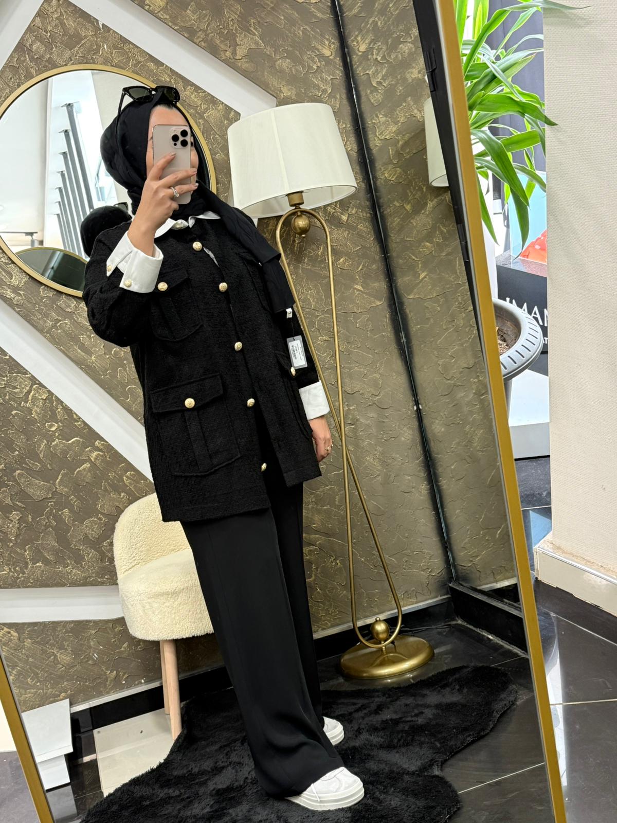 TERZİ DÜKKANI MOON GÖMLEK DETAYLI TUVİT CEKET - SİYAH