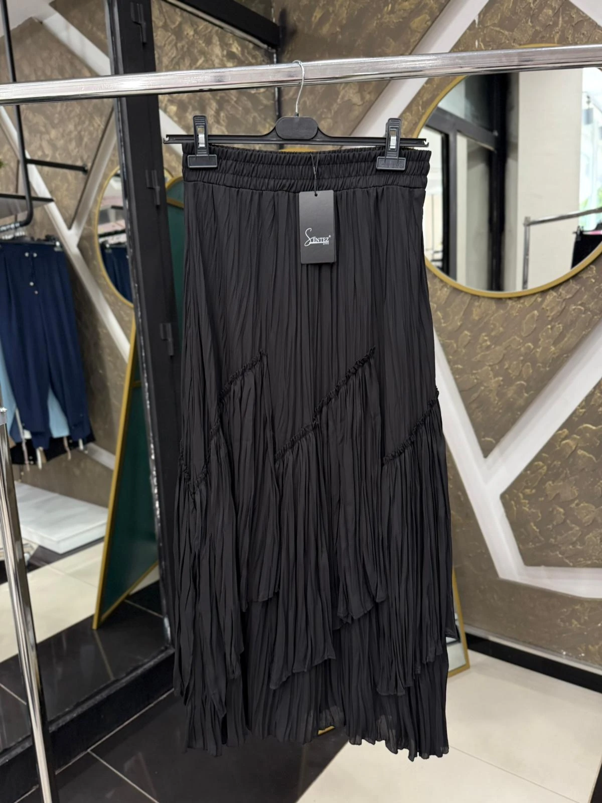 SENTEZ 5475 VİOLA PARÇALI KIRIŞTIRMA ETEK - SİYAH