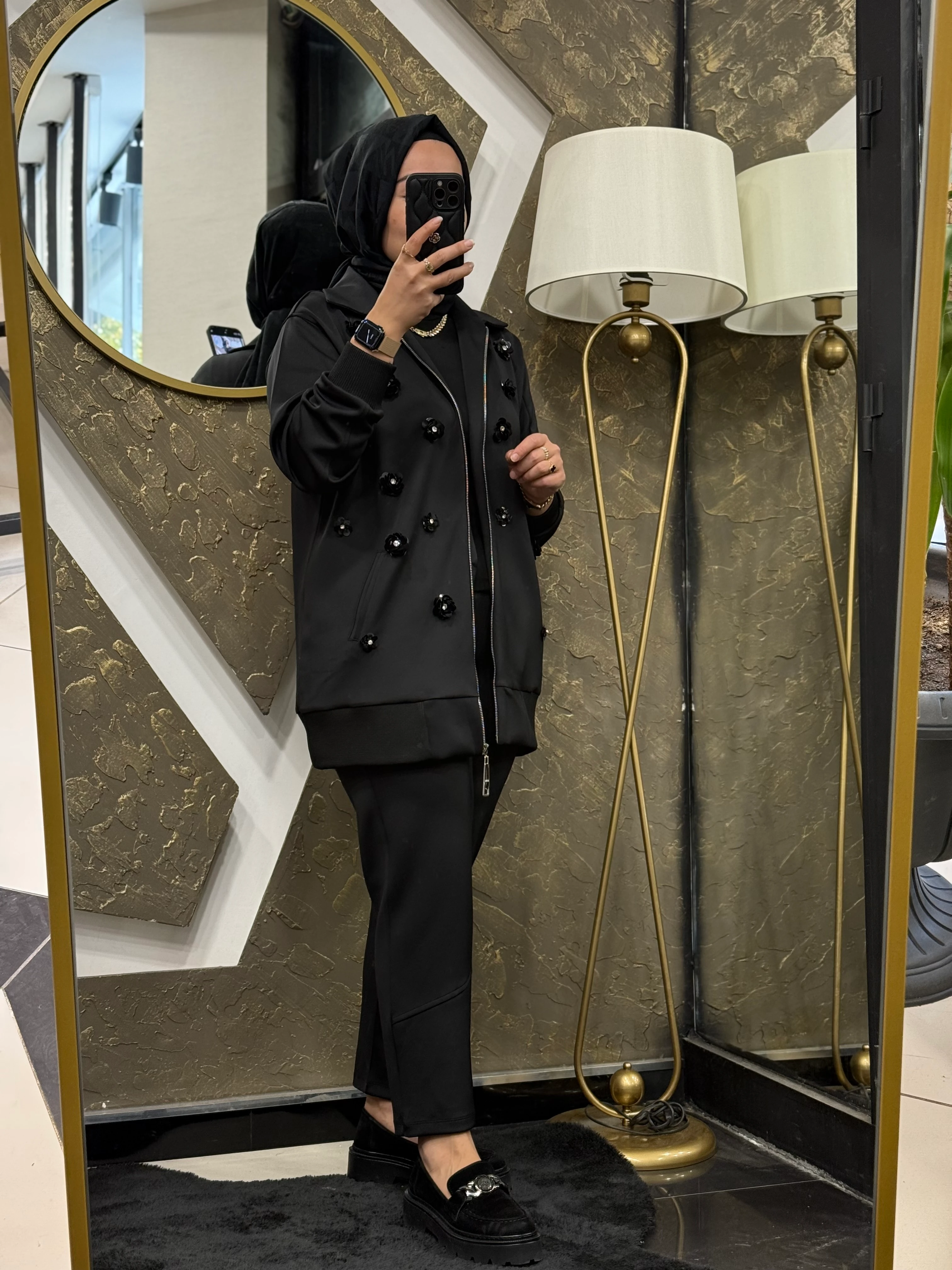 MİSSEMRAMİS SCUBA İŞLEMELİ BOMBER CEKET TAKIM 4887 - SİYAH