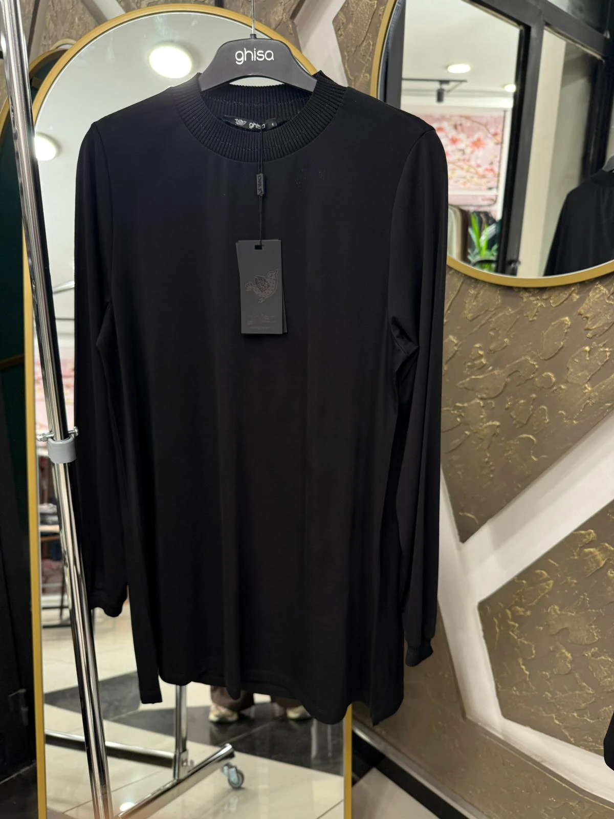 GHİSA 4829 UZUN KOL SİMLİ TUNİK - SİYAH