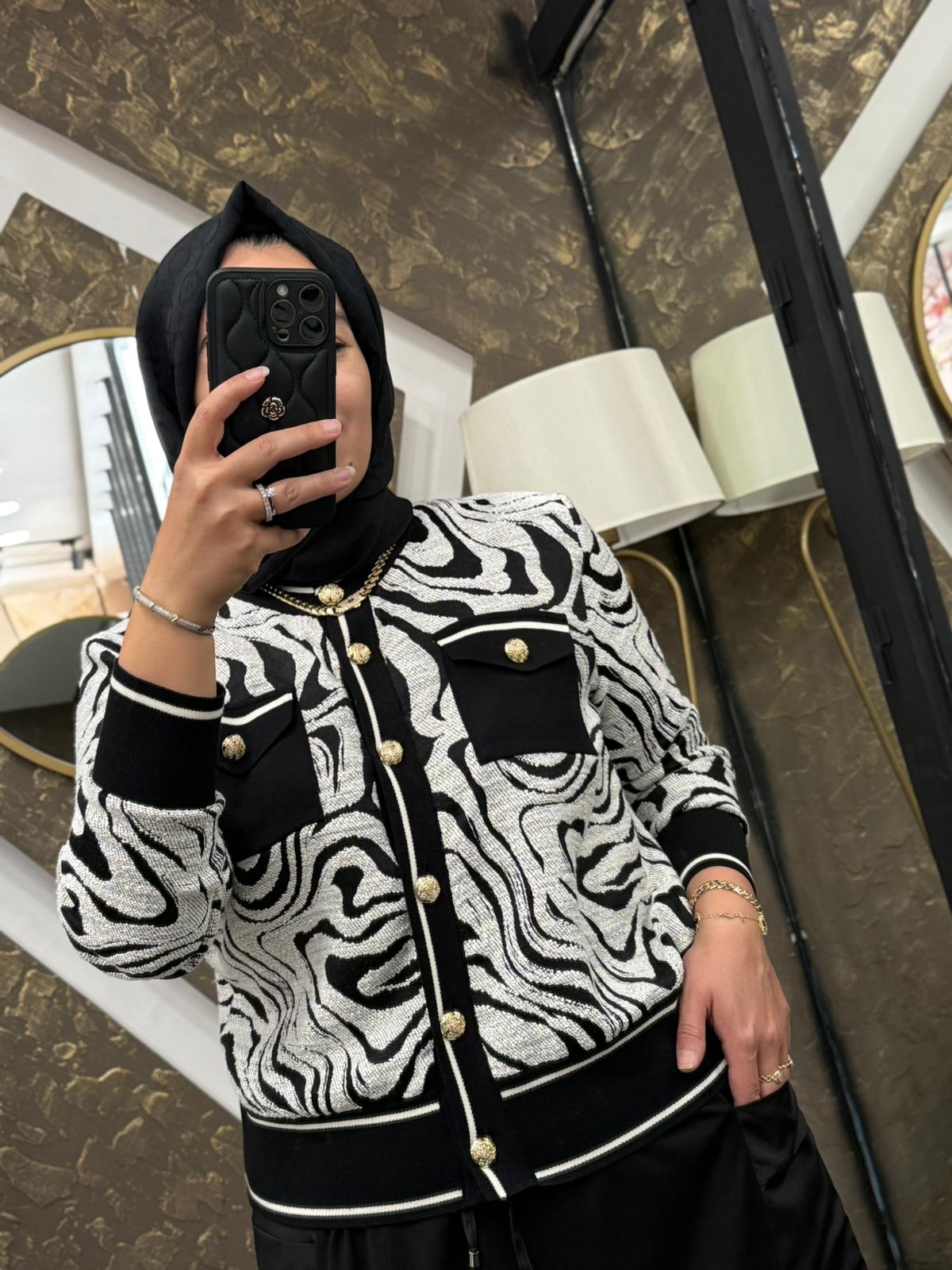 GHİSA 3224 ZEBRA DESEN HIRKA