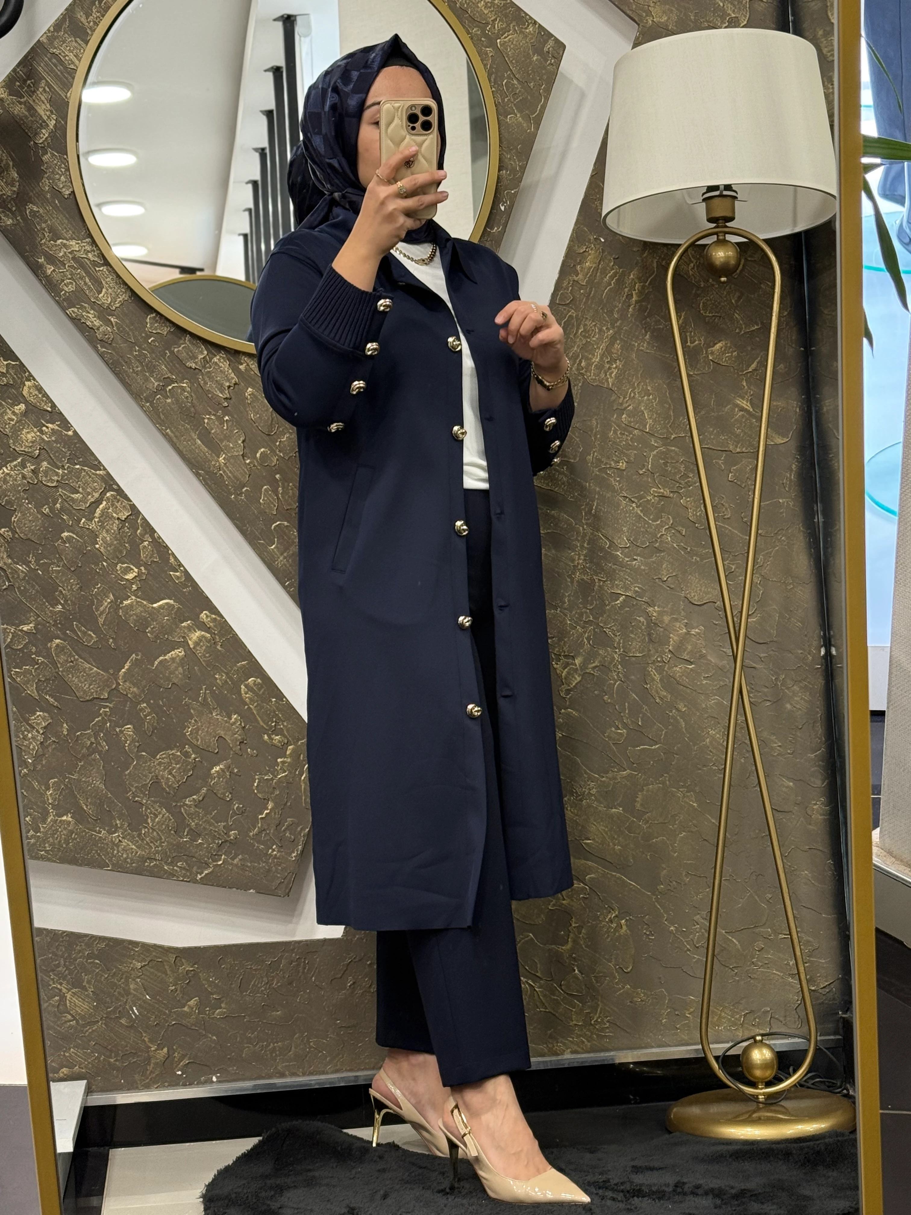 MISSEMRAMISS 4940 DÜĞME DETAY SCUBA KAP  - LACİVERT