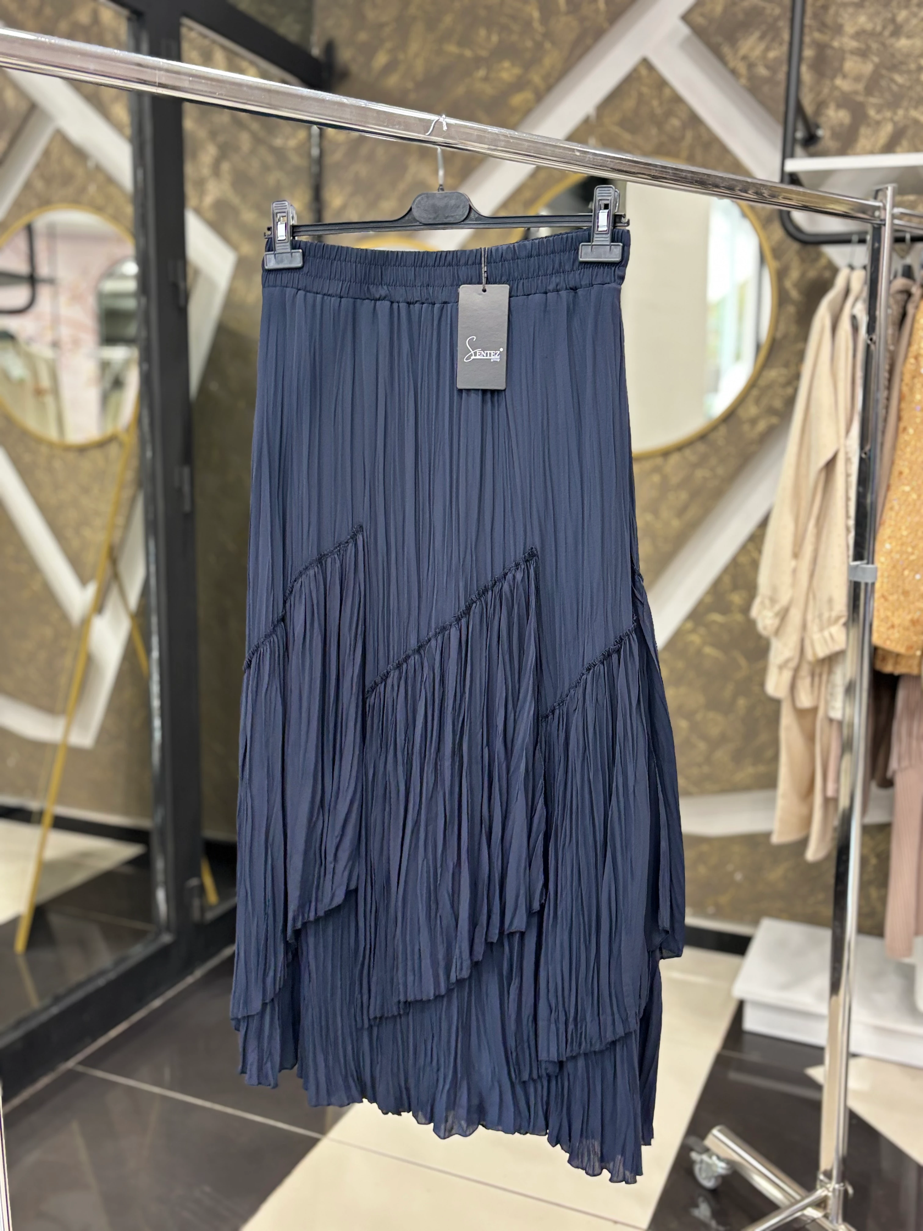 SENTEZ 5475 VİOLA PARÇALI KIRIŞTIRMA ETEK - LARCİVERT