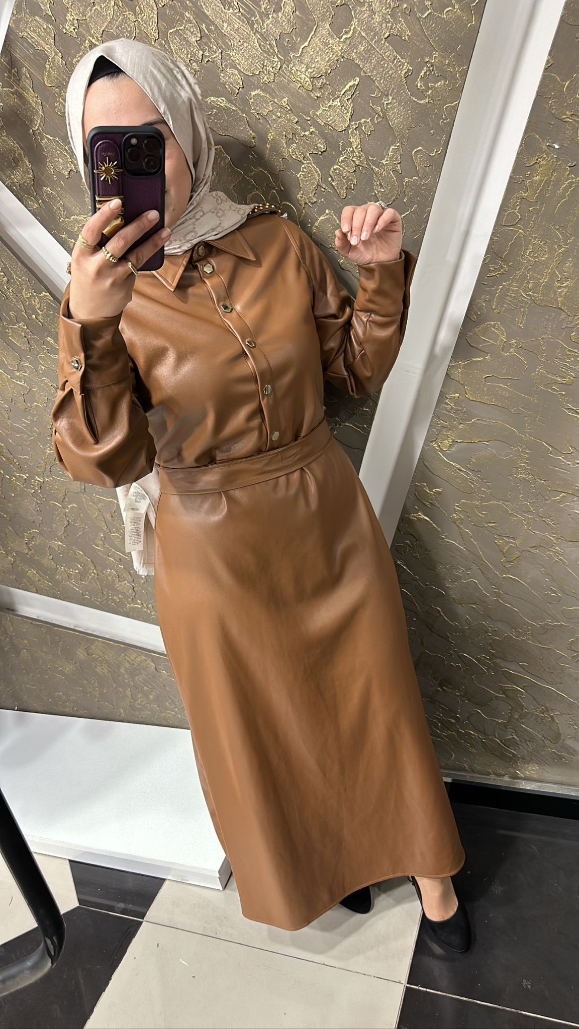 Missemramiss Leather Dress - kahve