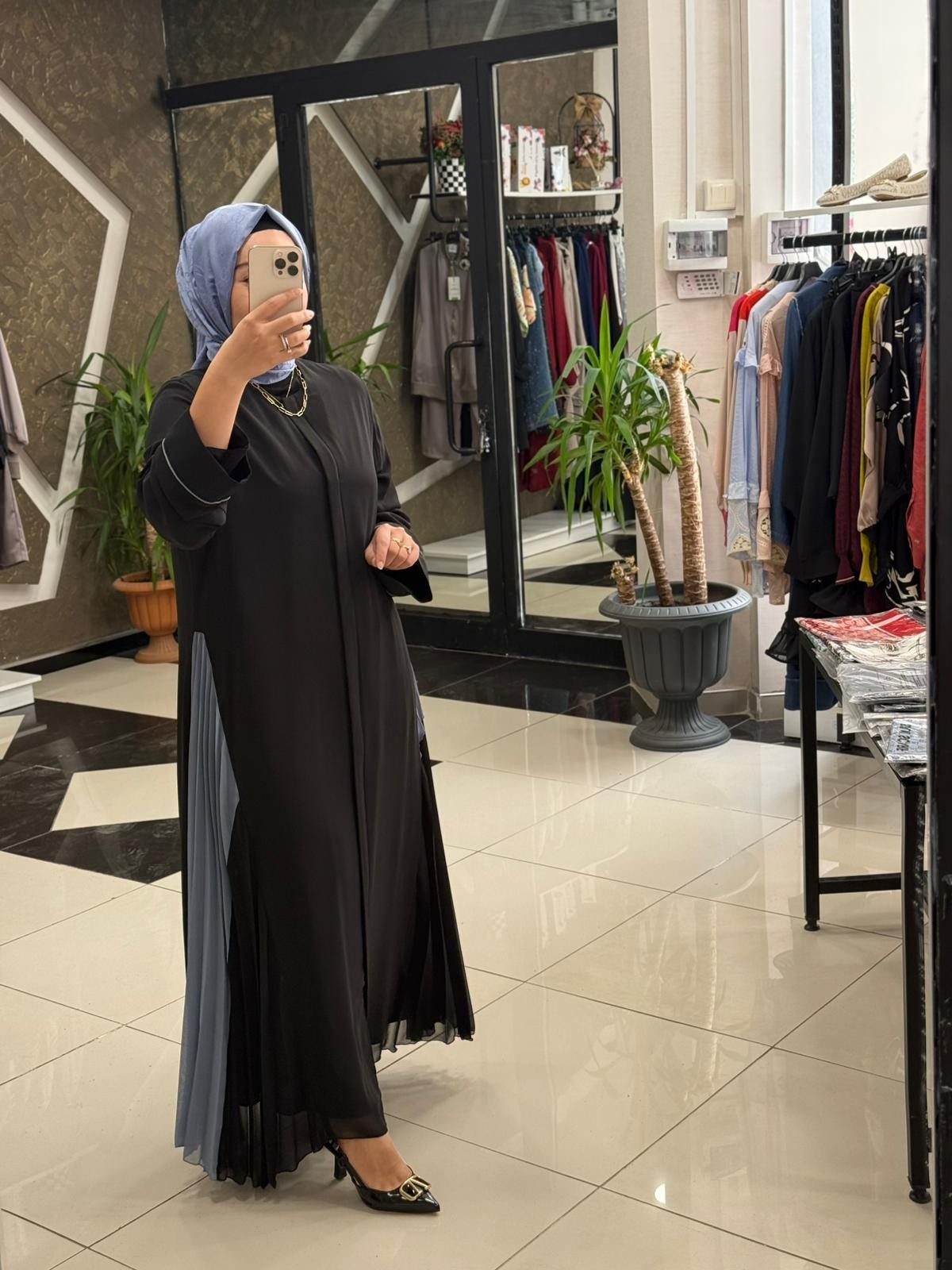 Qeffa Gri Renk Geçişli Ferace
