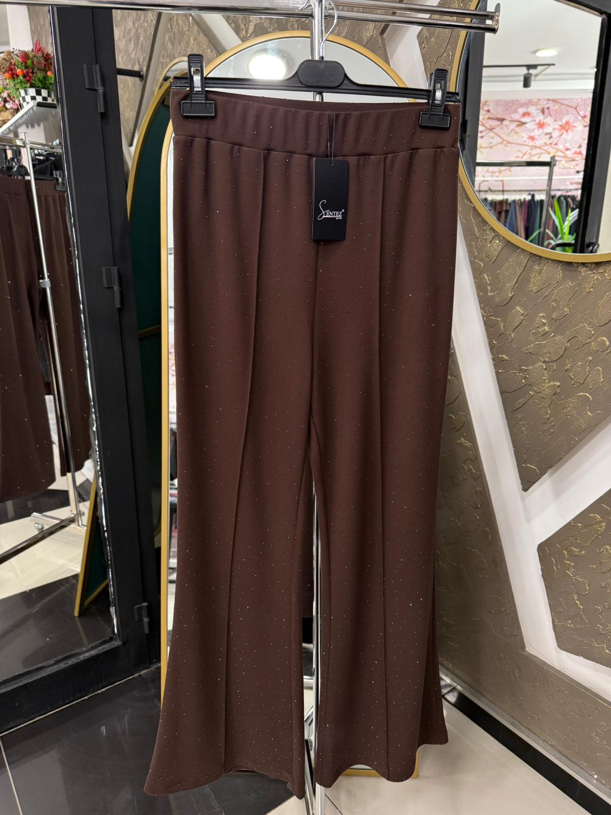 SENTEZ 5604 TAŞLI İSPANYOL PANTOLON - KAHVE