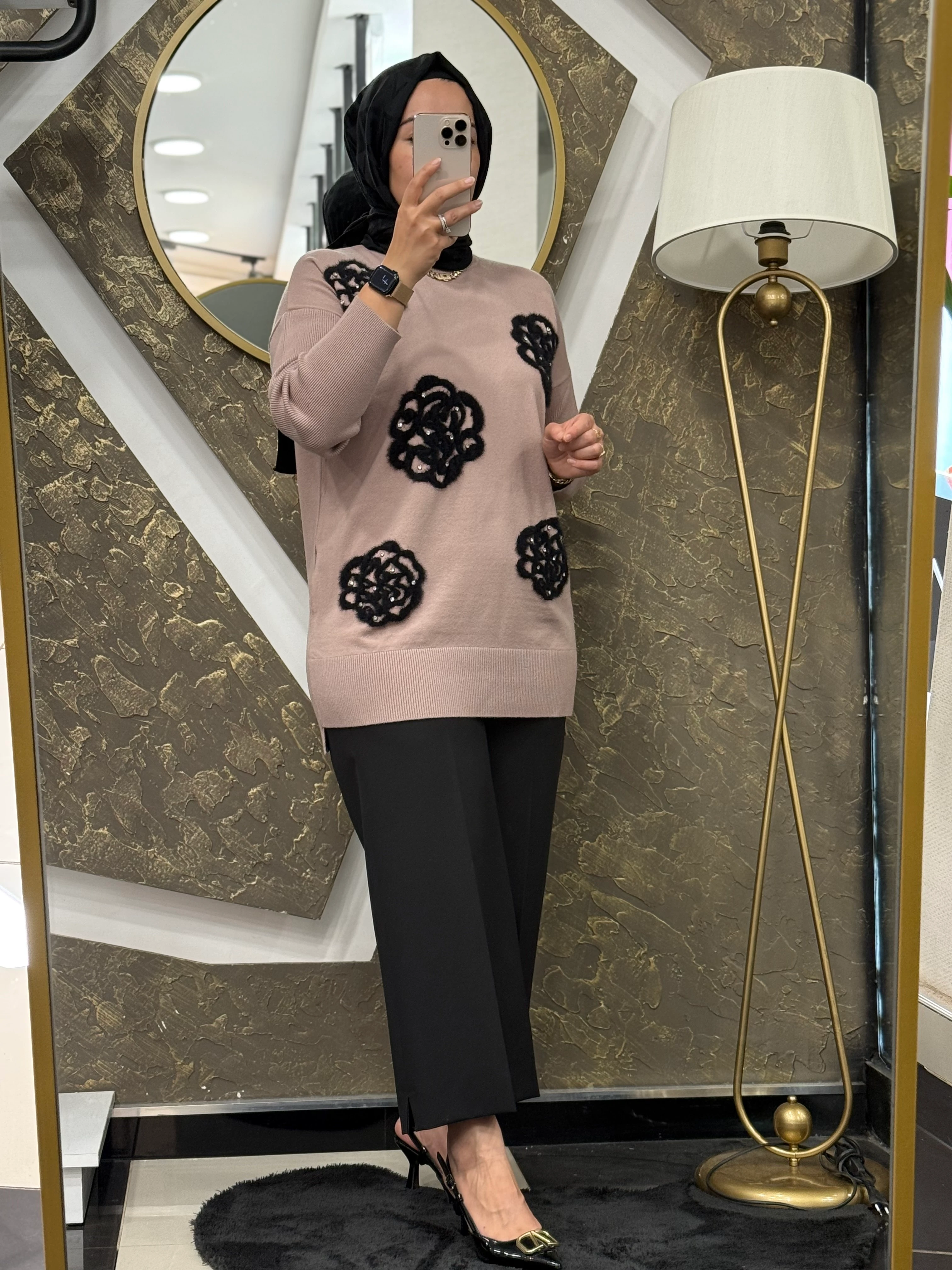 GHİSA 4862 İŞLEMELİ TUNİK - KAHVE