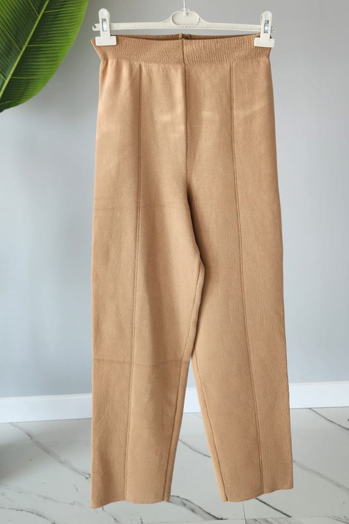 Elegante Pamuklu Triko Pantalon 4159 Camel