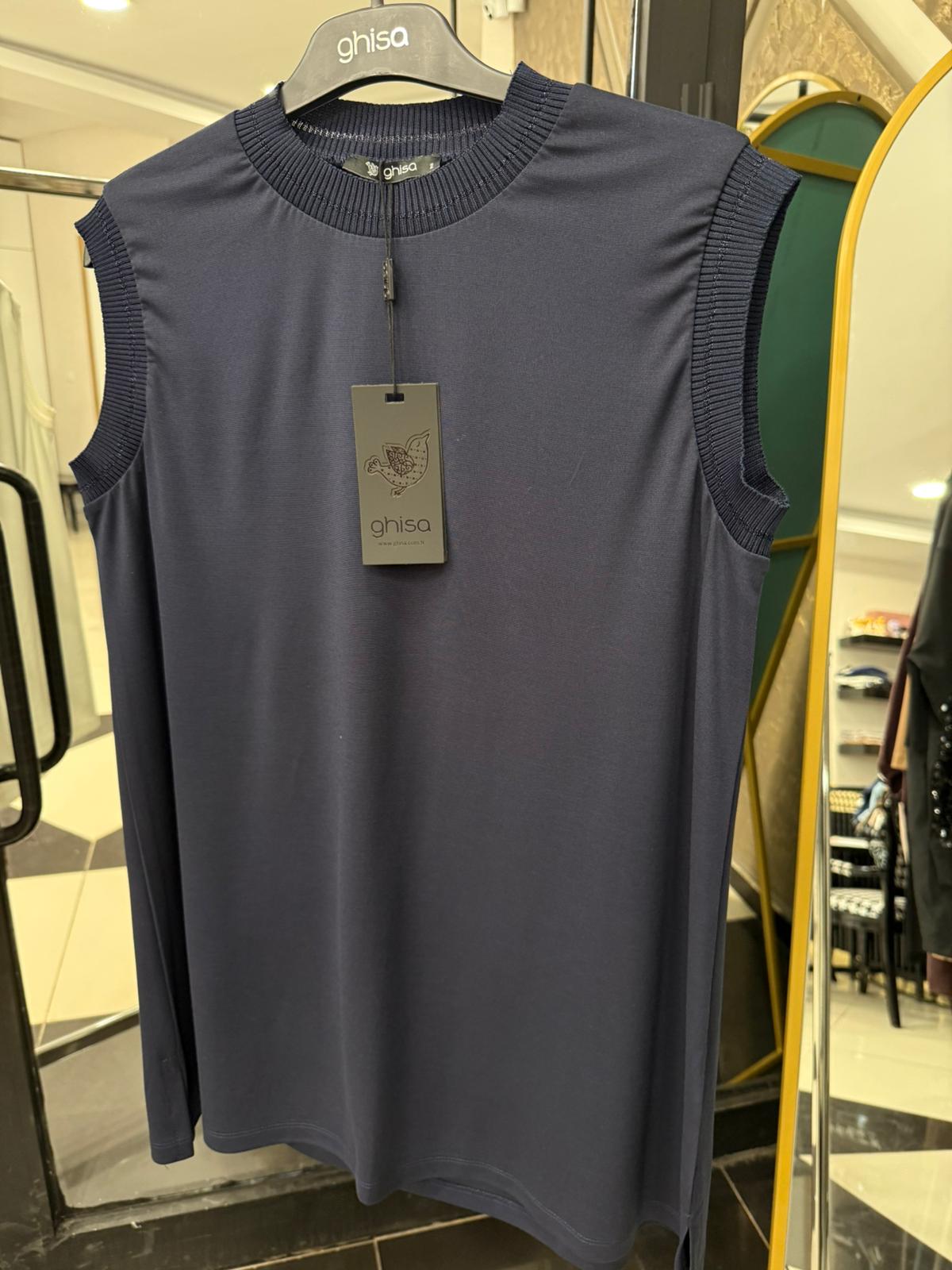 GHİSA 4677 KOLSUZ TUNİK - LACİVERT