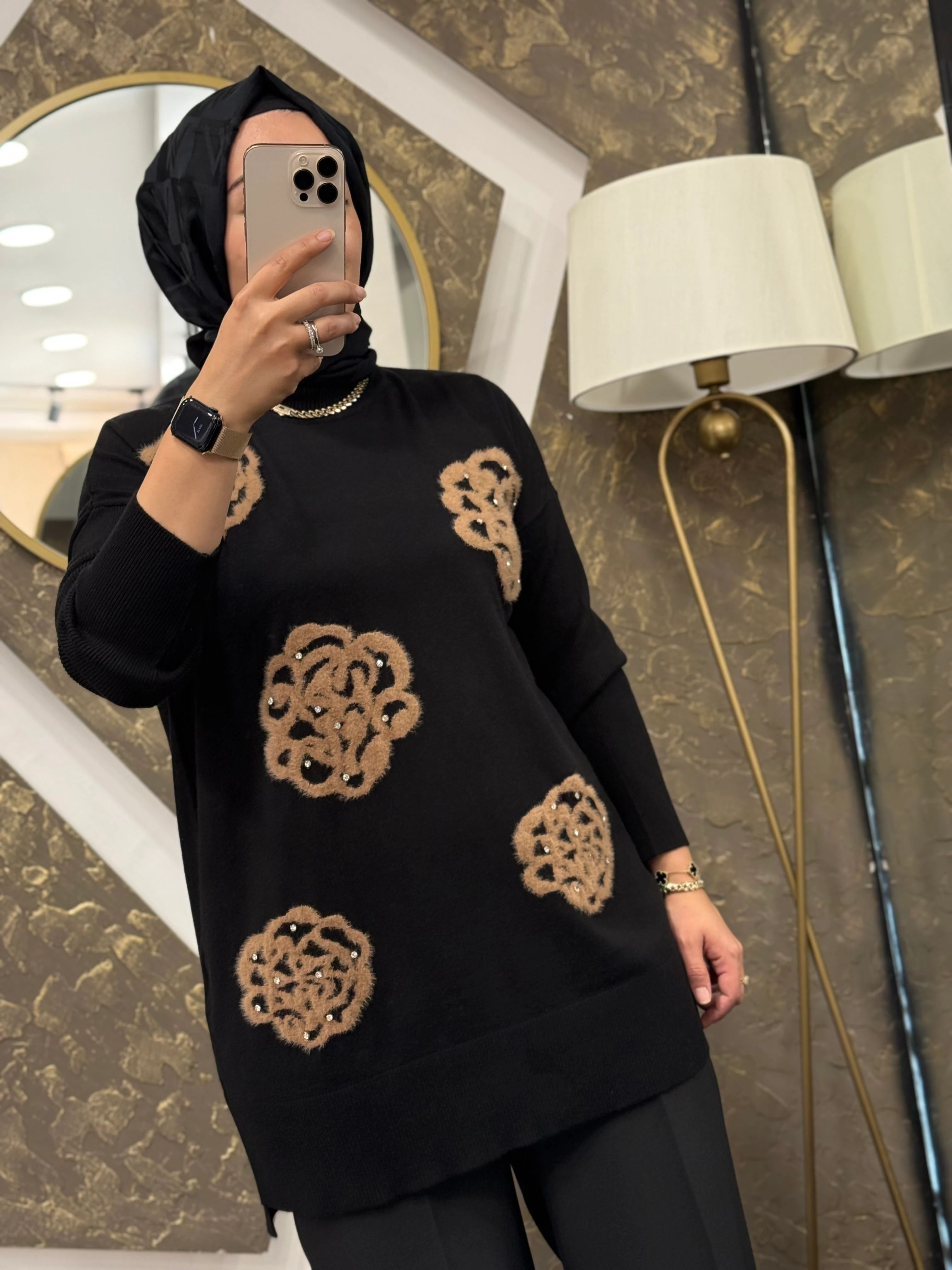 GHİSA 4862 ÇİÇEK DETAYLI TRİKO TUNİK