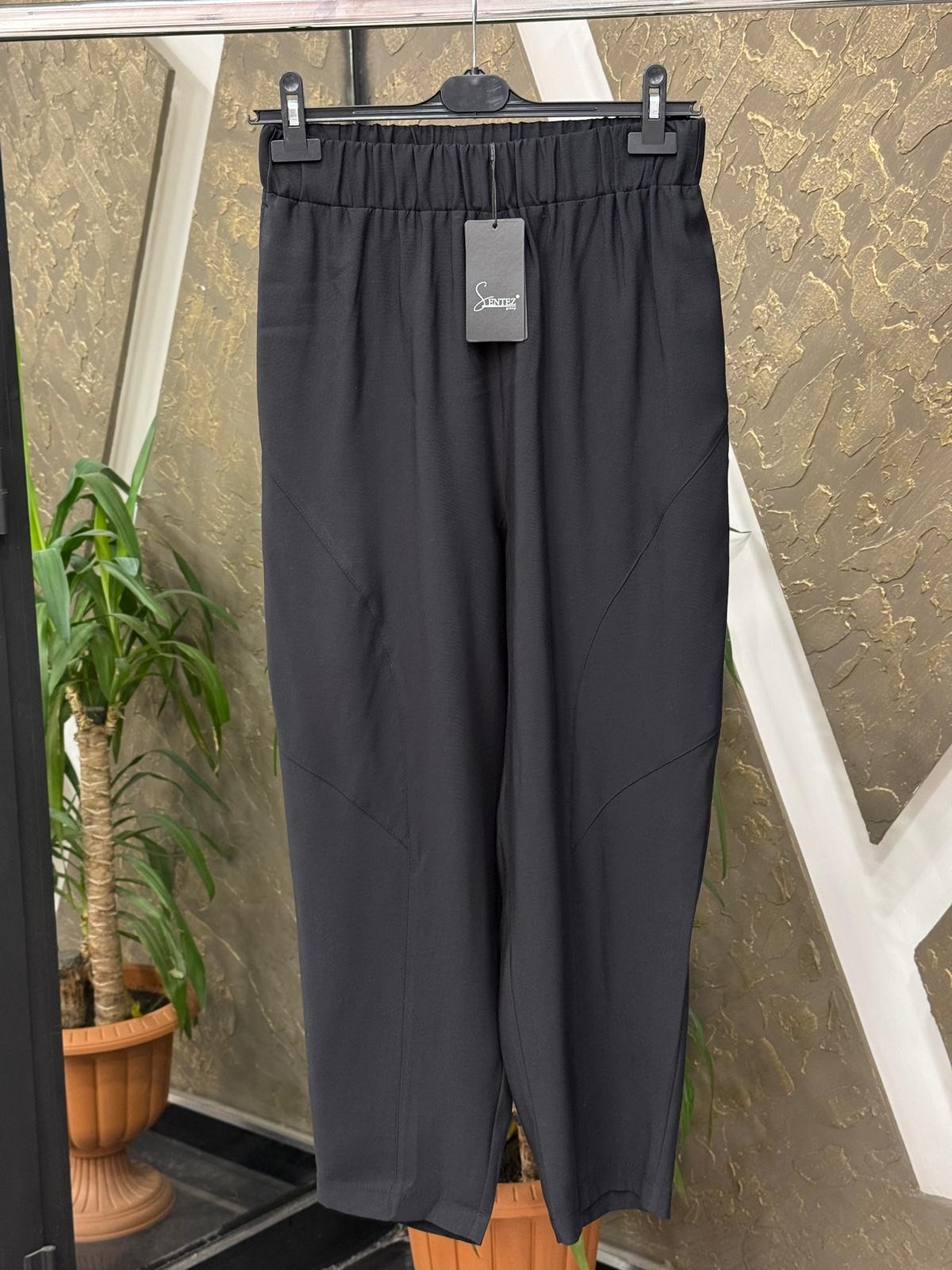 SENTEZ 5596 DUTİ KETEN PANTOLON - SİYAH