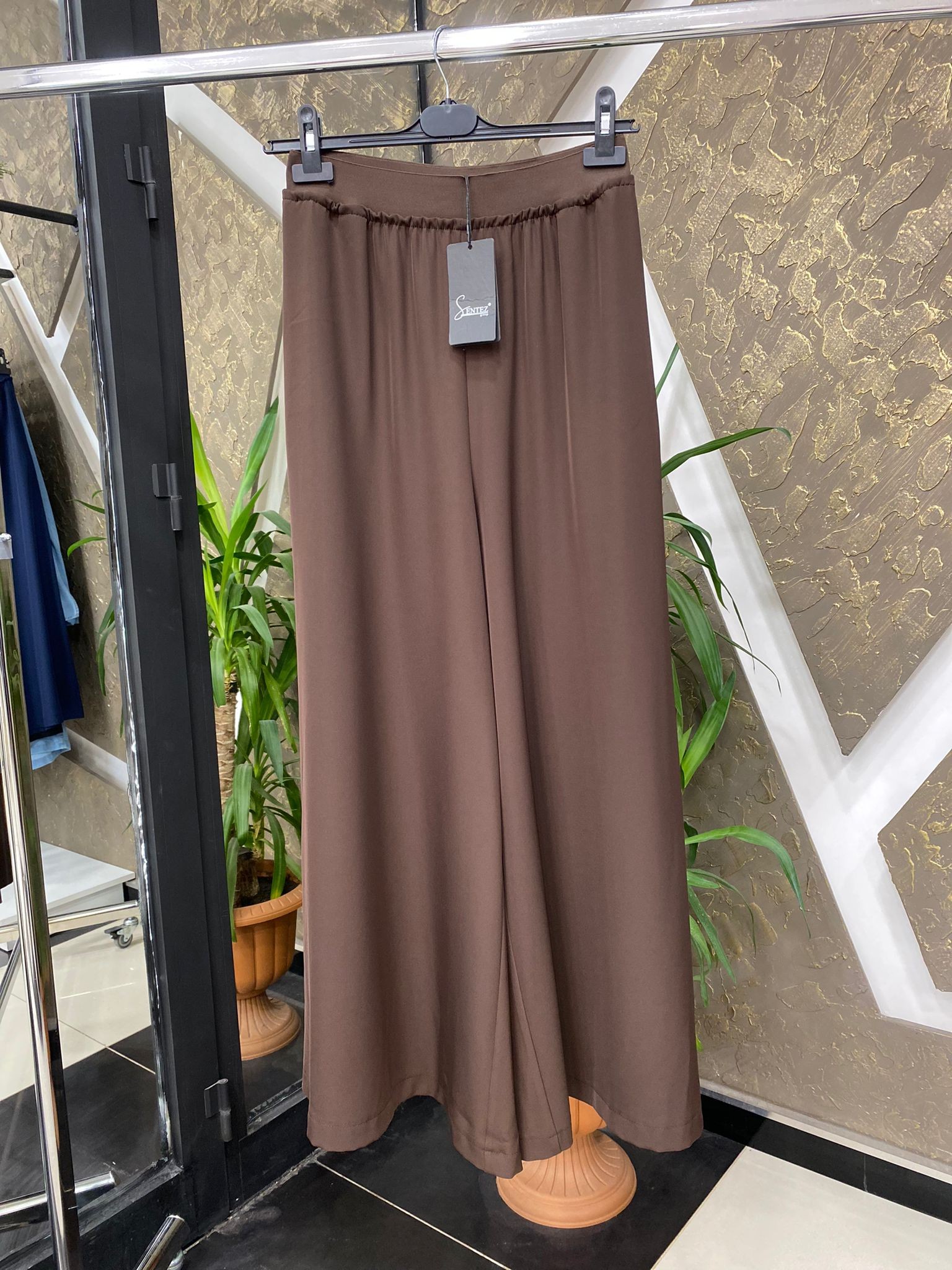 SENTEZ 5561 LOGOS GENİŞ PAÇA PANTOLON - KAHVERENGİ