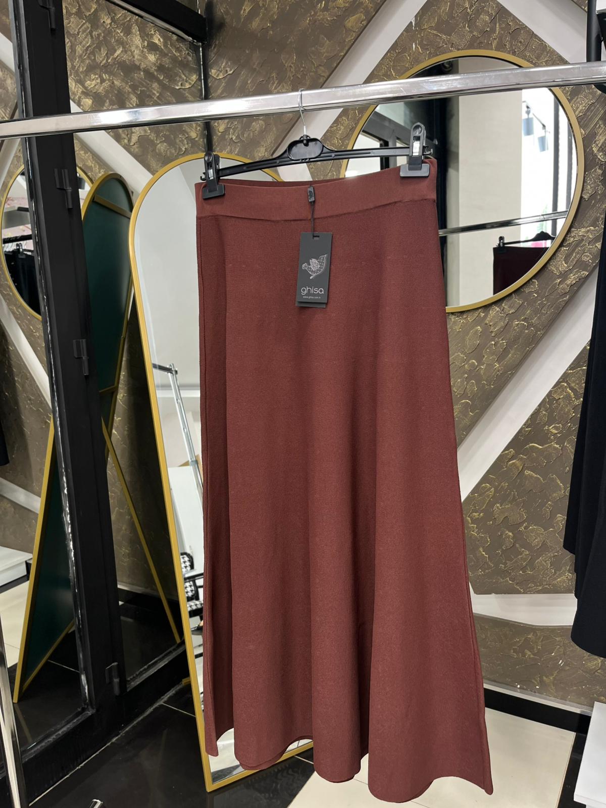 GHİSA 5252 TRİKO ETEK - KAHVE