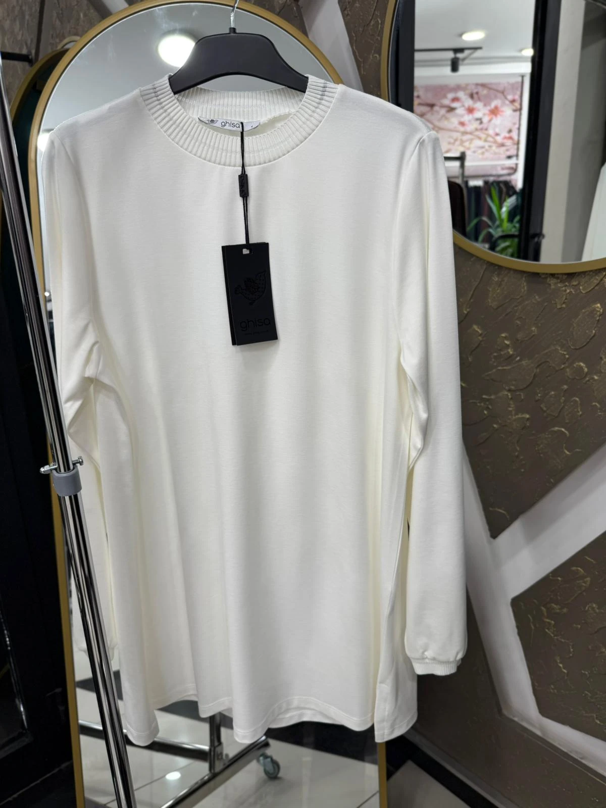 GHİSA 4829 UZUN KOL SİMLİ TUNİK - BEYAZ