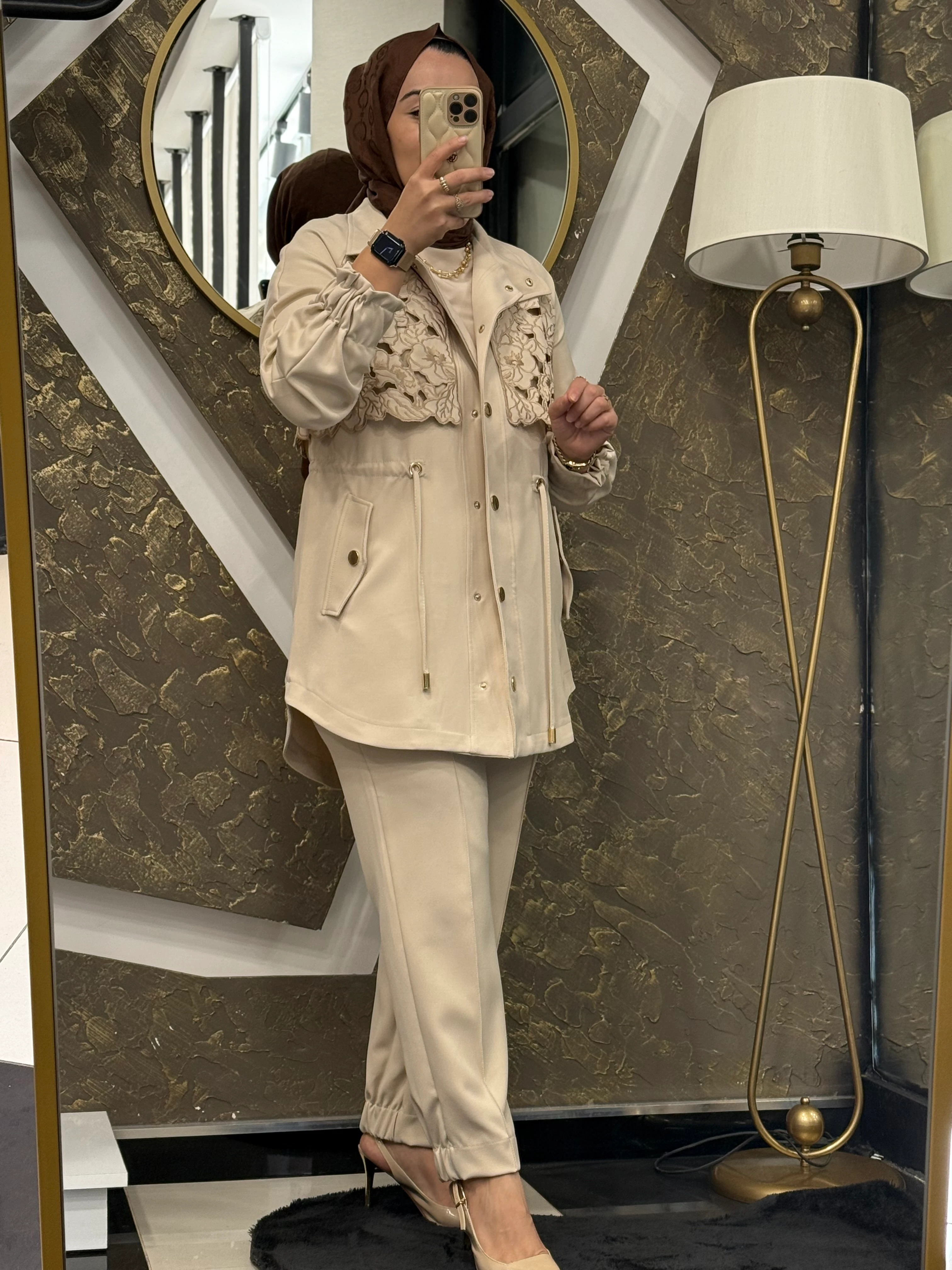 MİSSEMRAMİSS 5048 BRİELLE DANTEL GARNİ TAKIM - BEJ