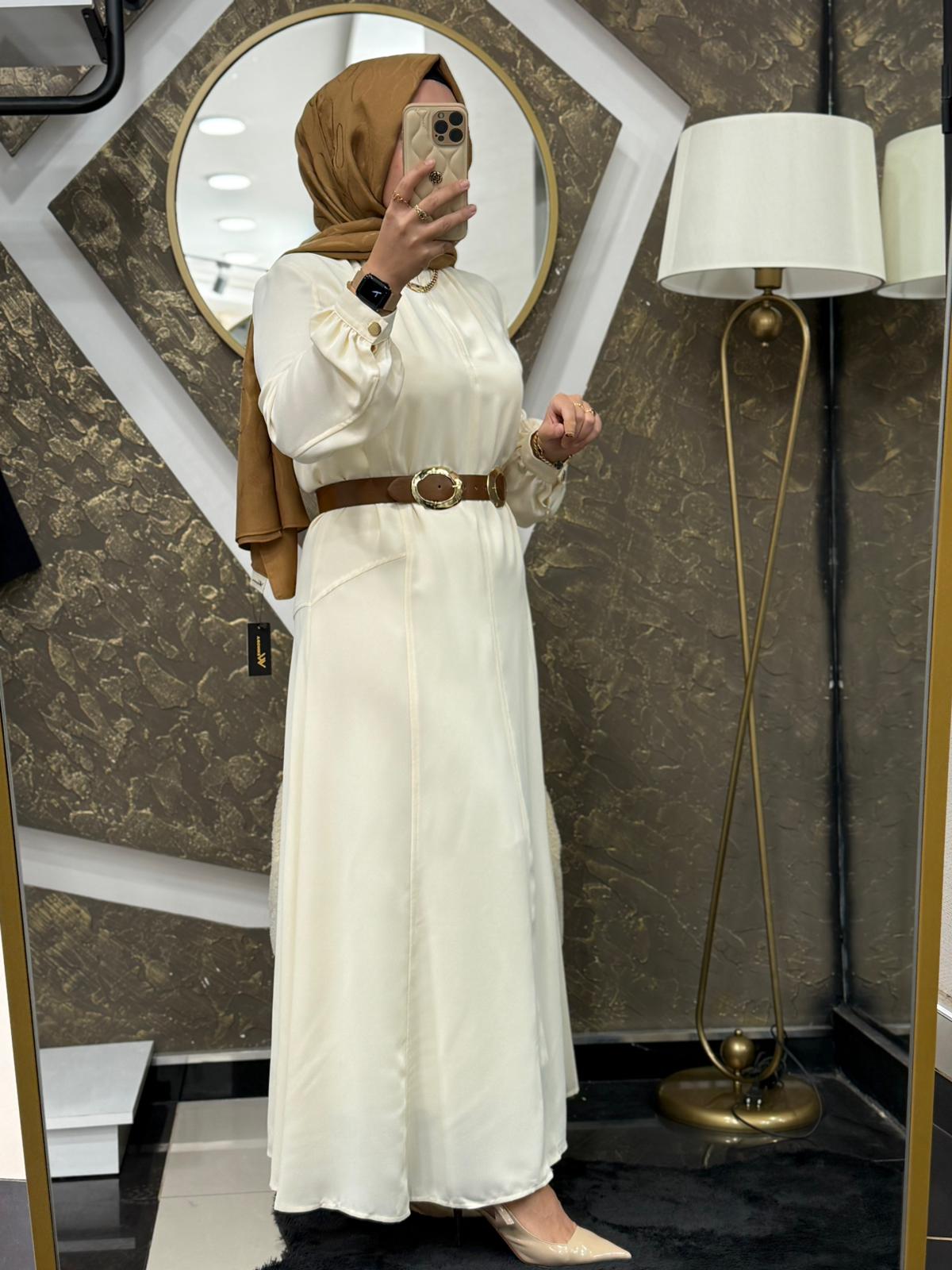 MİSSEMRAMİSS 4907 AVORİO ELBİSE - Ekru