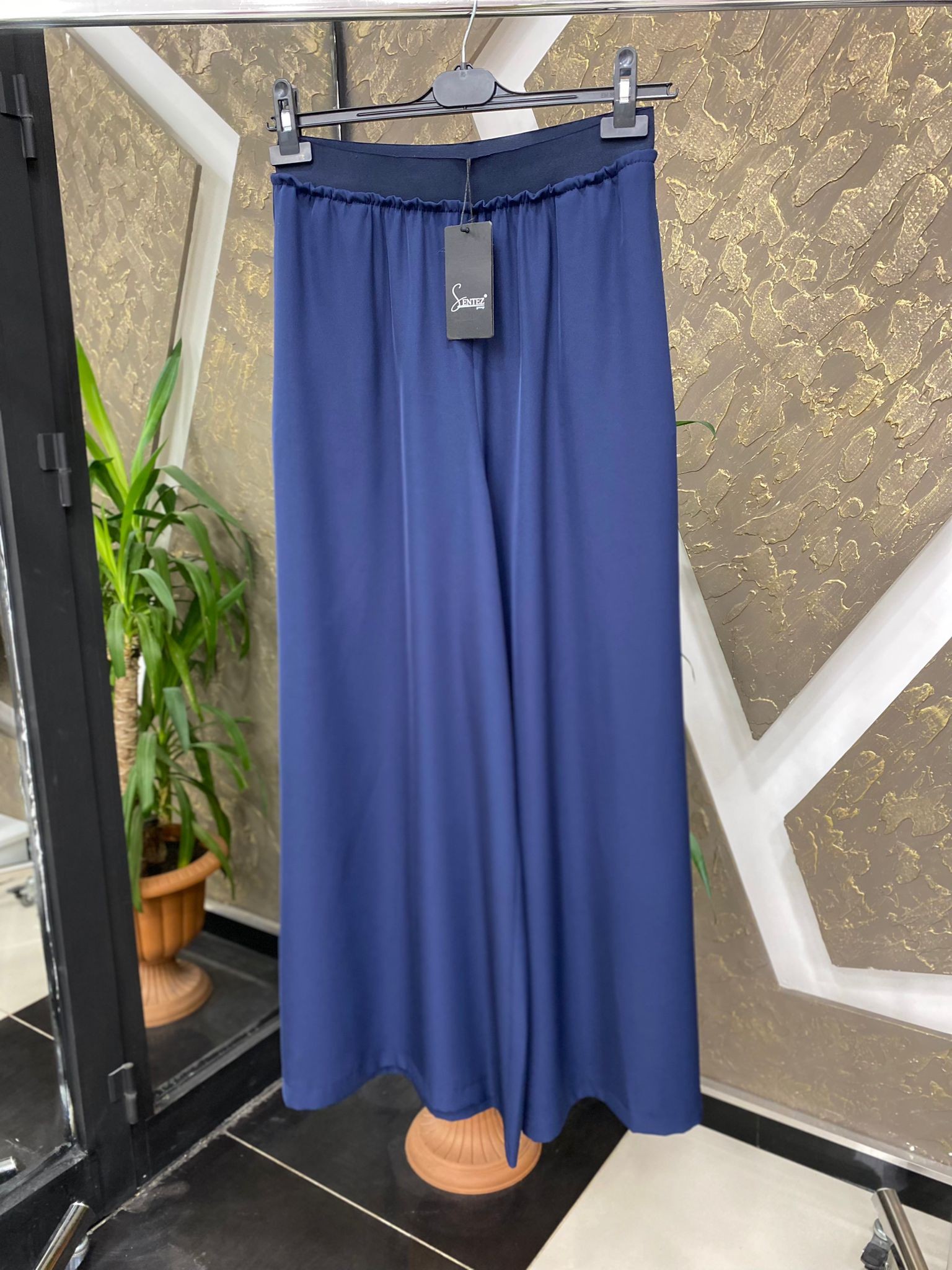 SENTEZ 5561 LOGOS GENİŞ PAÇA PANTOLON - LACİVERT