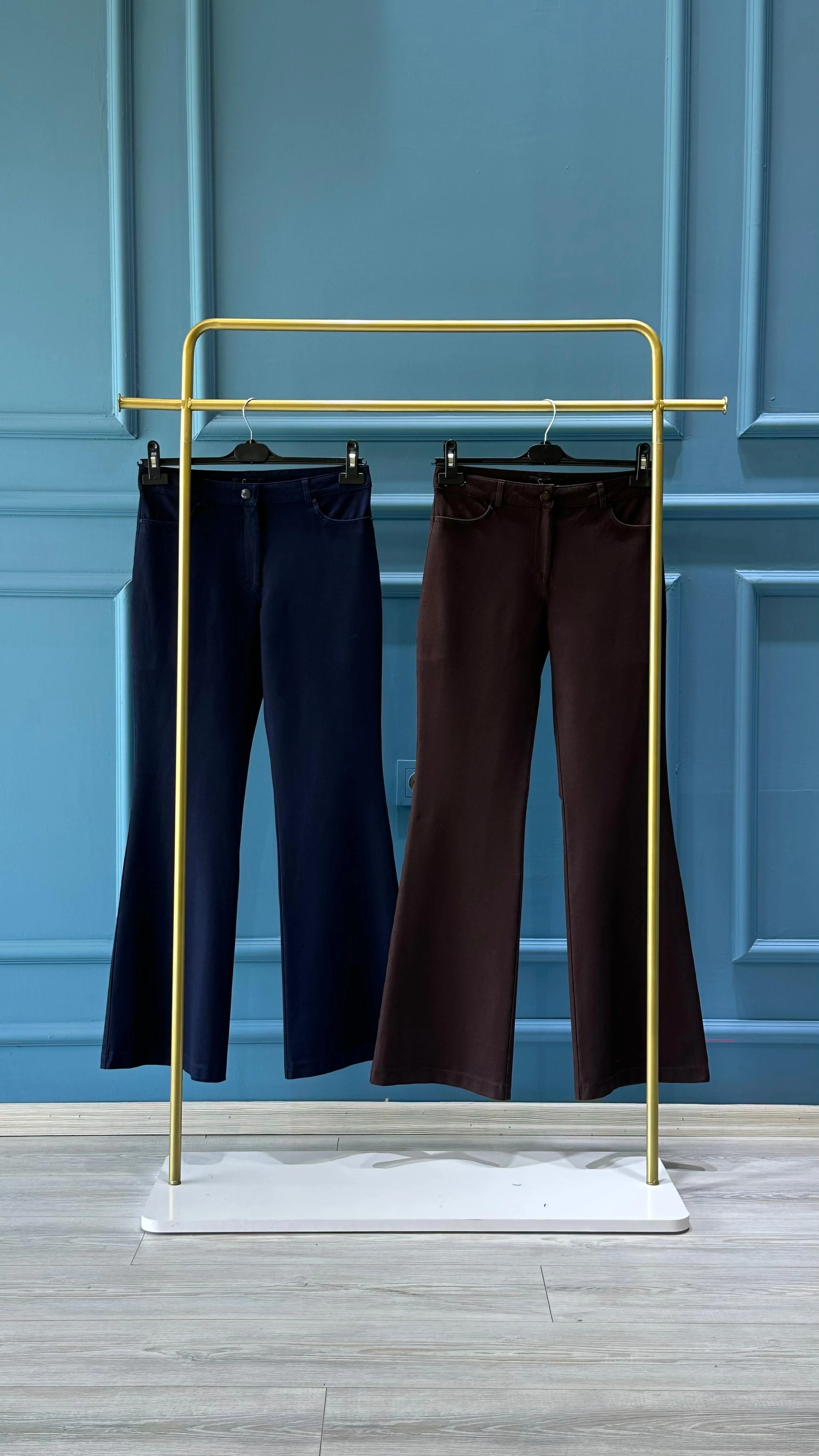 SENTEZ 5531 KANVAS İSPANYOL PAÇA PANTOLON - KAHVE