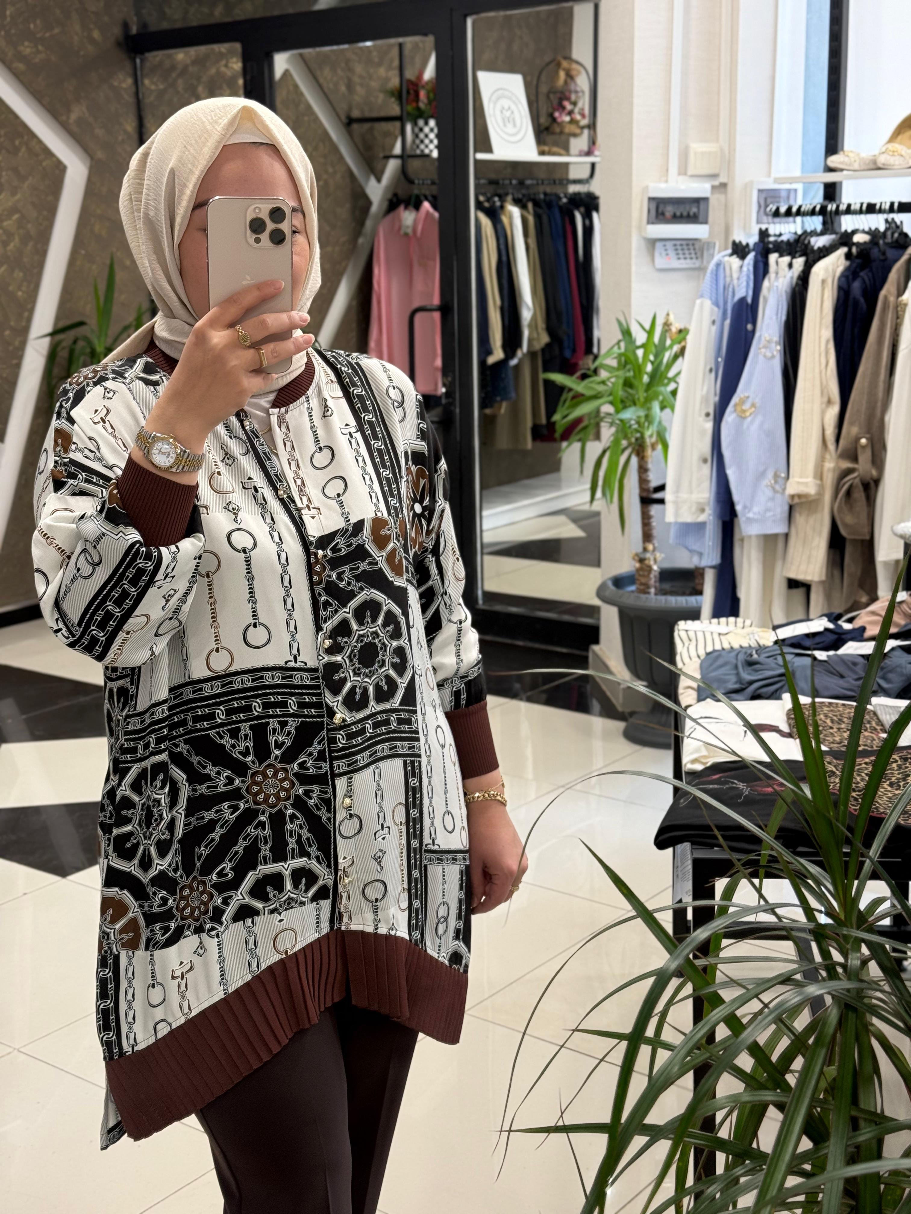 ZİNCİR DESENLİ KAHVE