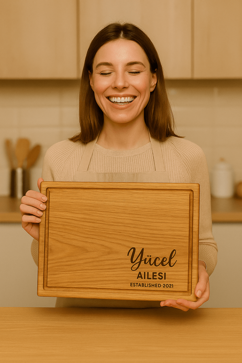 KİŞİSELLEŞTİRİLMİŞ AHŞAP KESME TAHTASI /KİŞİYE ÖZEL DOĞAL AHŞAP KESME TAHTASI