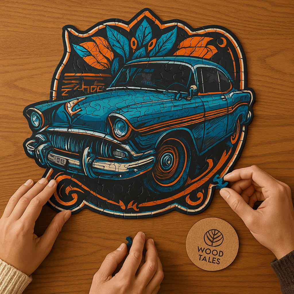 Klasik Araba V2 - Yaklaşık  300 Parça - Ahşap Puzzle