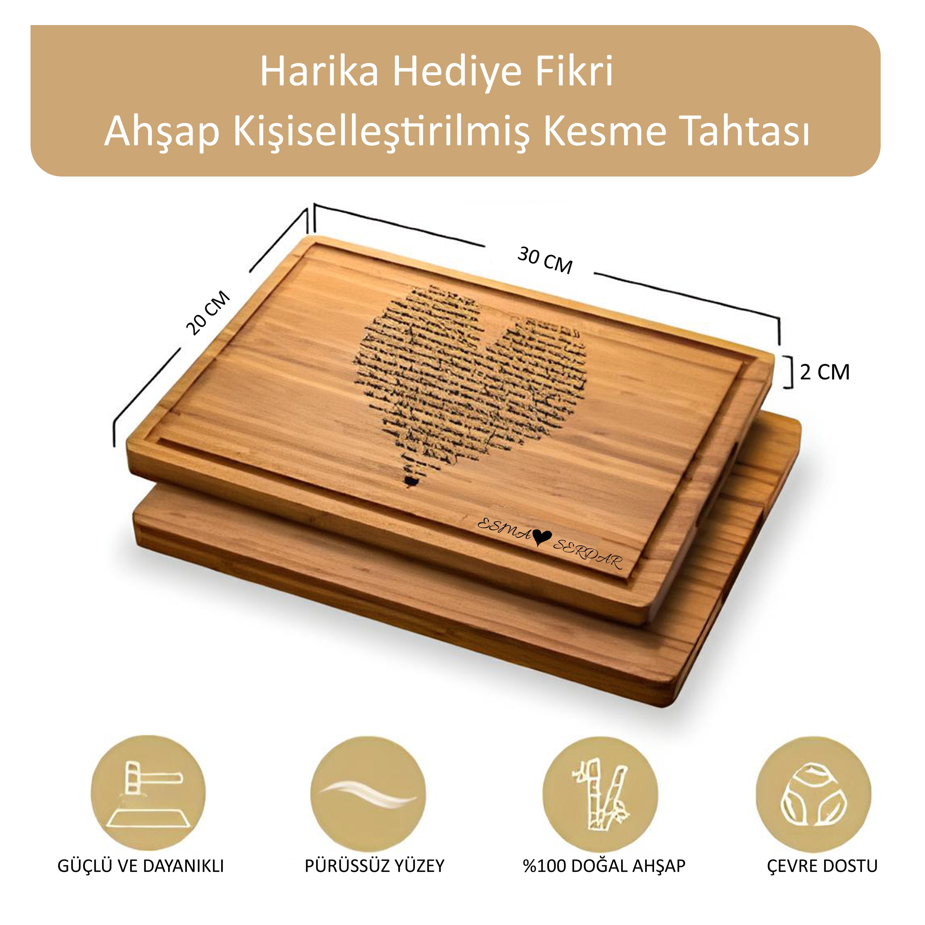 KİŞİSELLEŞTİRİLMİŞ AHŞAP KESME TAHTASI /KİŞİYE ÖZEL DOĞAL AHŞAP KESME TAHTASI