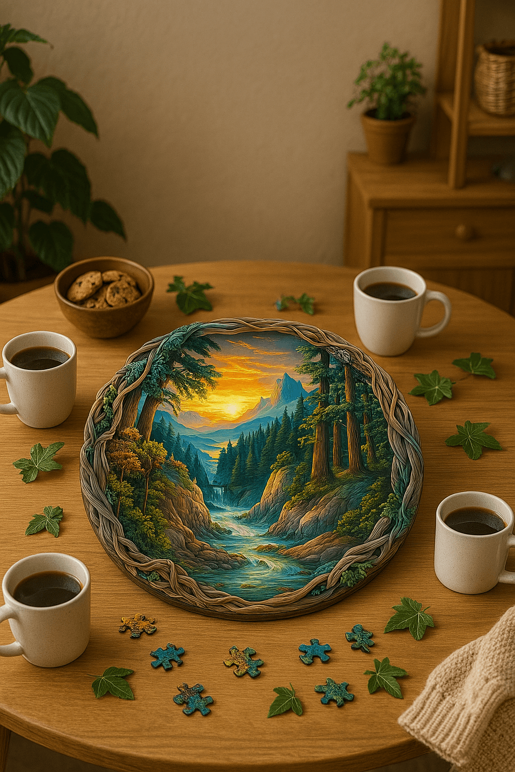 Köklerin Ardındaki Gün Batımı- Yaklaşık 300 Parça - Ahşap Puzzle