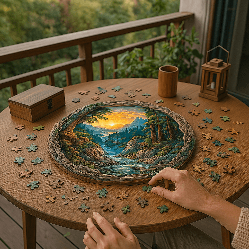 Köklerin Ardındaki Gün Batımı- Yaklaşık 300 Parça - Ahşap Puzzle