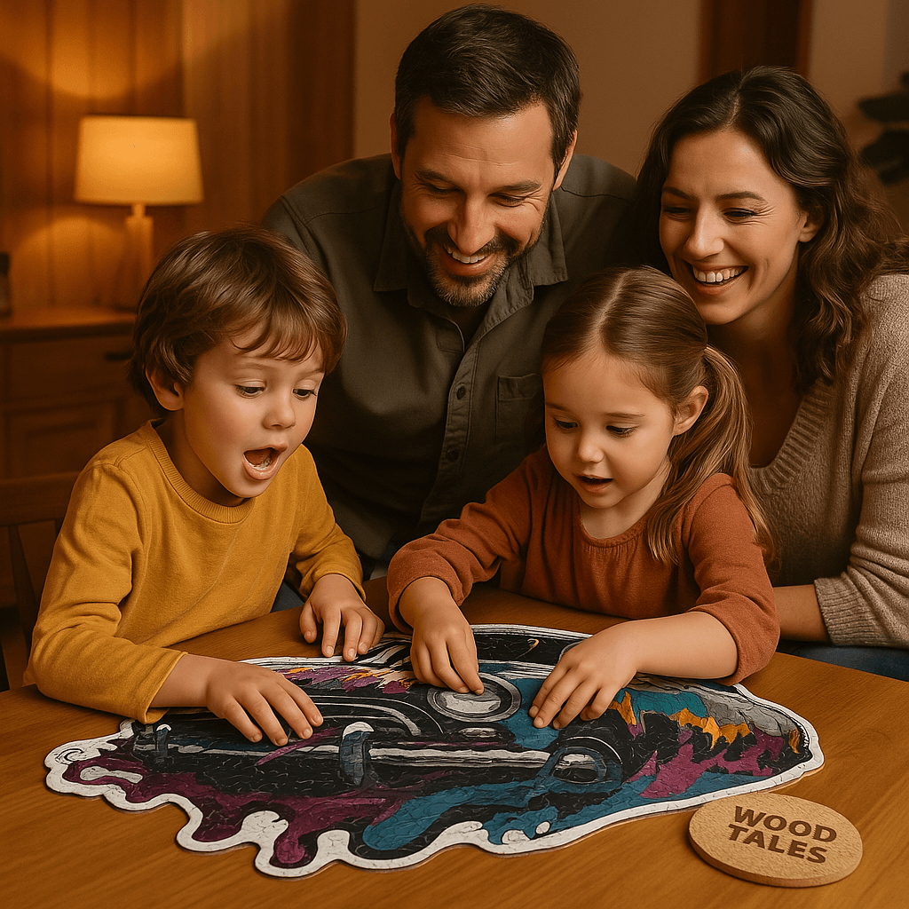 Boyanmış Zamanlar Klasik Araba V4 -  Yaklaşık 300 Parça - Ahşap Puzzle