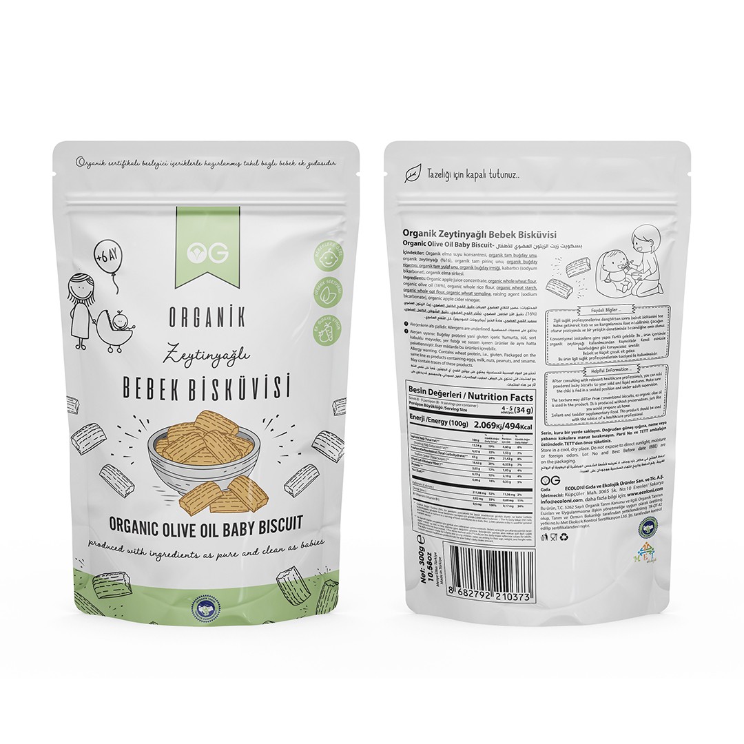 OG 2'li Organik Bebek Bisküvisi 2x300 Gr +6 Ay