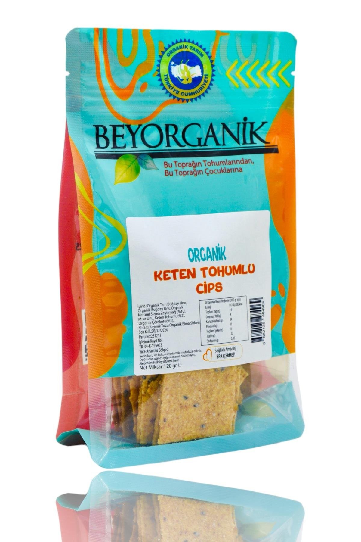 Beyorganik Organik Keten Tohumlu Cips 120gr