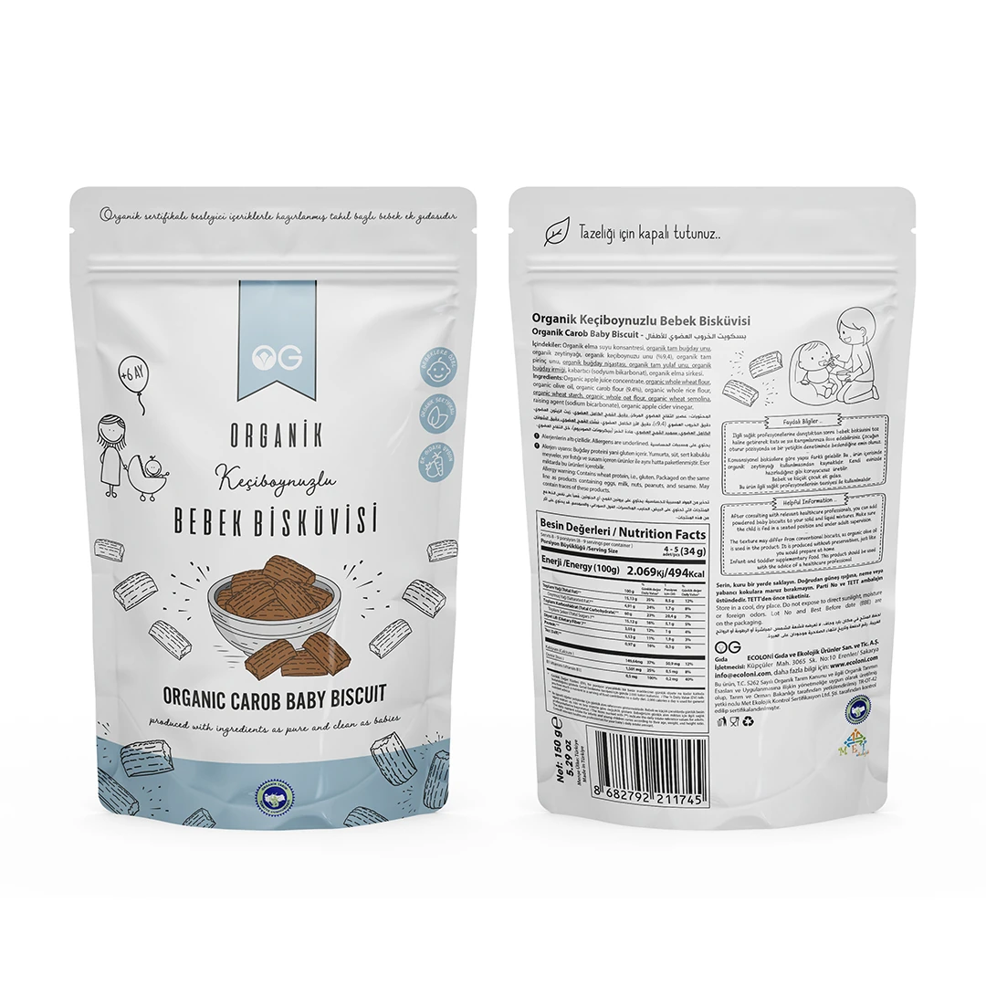 OG 2'li Organik Keçiboynuzlu Bebek Bisküvisi 2x150 Gr +6 Ay
