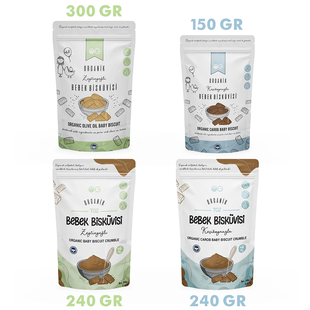 OG 4'lü Organik Keçiboynuzlu Ve Zeytinyağlı Bebek Bisküvisi Ve Bisküvi Tozu Seti