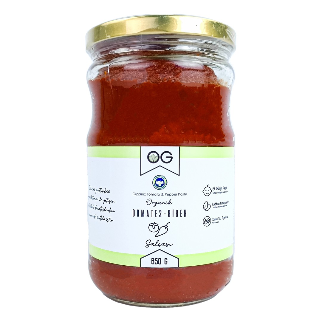 OG Organik Tuzsuz Karışık Domates-Biber Salçası 650 Gr