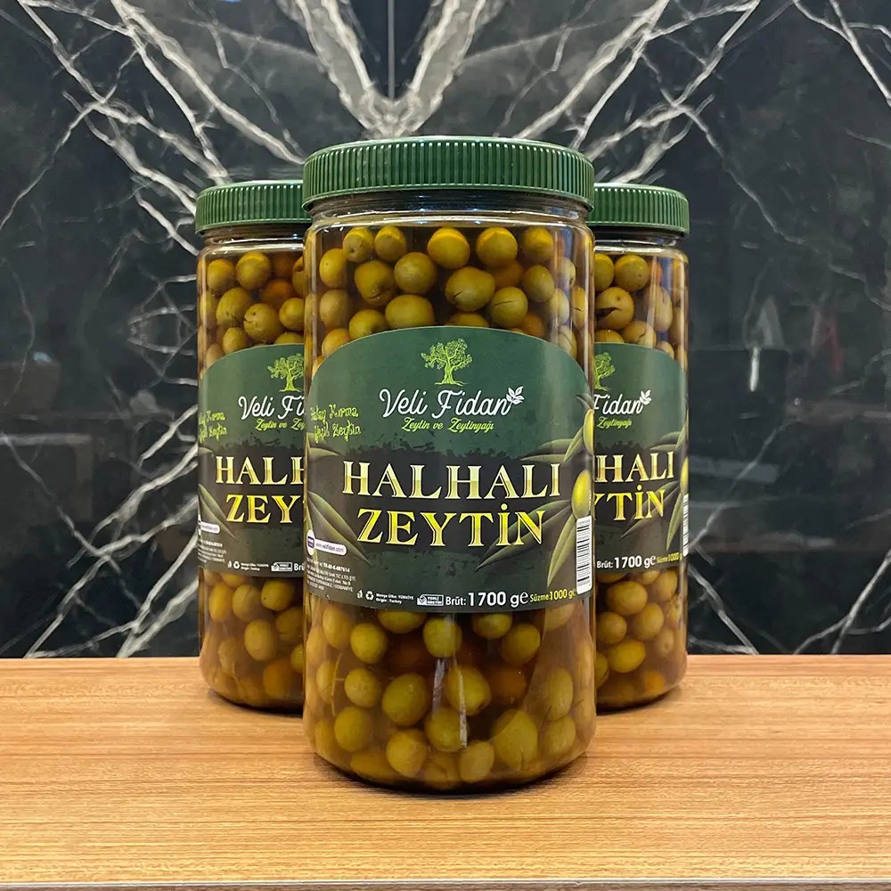 Halhalı Zeytin Yeşil Kırma Pet Bidon Net 1000 gr