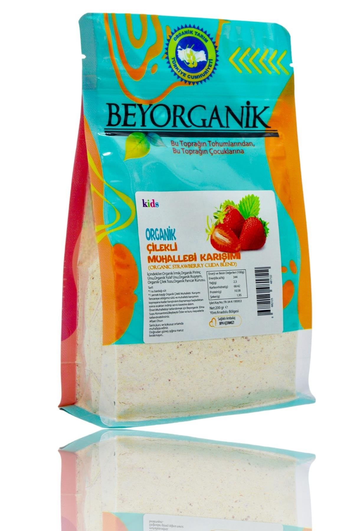 Beyorganik Organik Çilekli Muhallebi Karışımı 200 gr