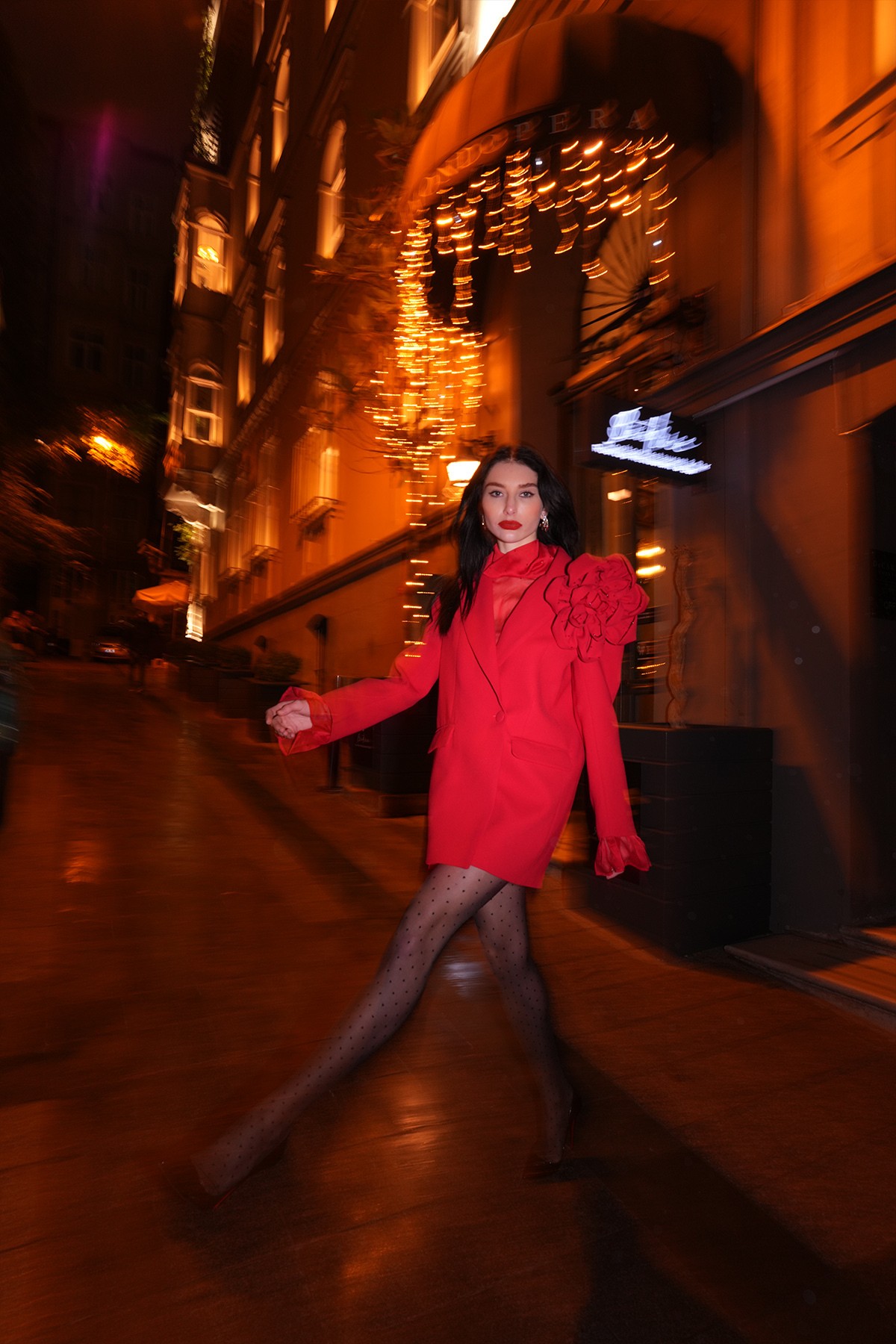 RUBY Embroidered Rose Detailed Red Blazer Jacket