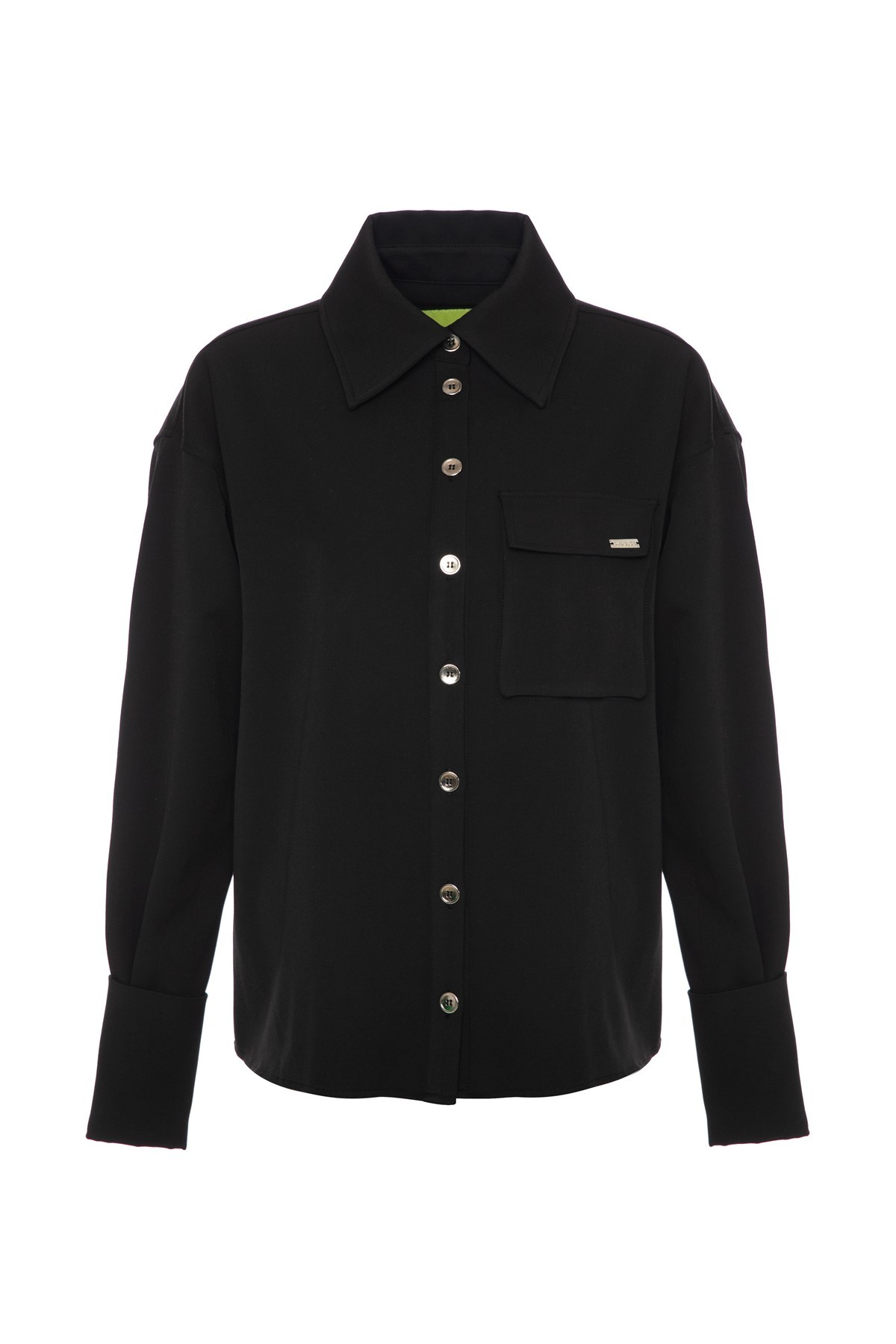 COAL Oversize Black Shirt with Metal Buttons