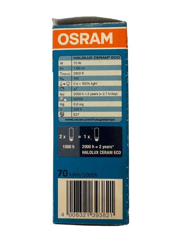 Osram 64400 Halolux Ceram 2800K Sarı Işık 70W E27 Duylu