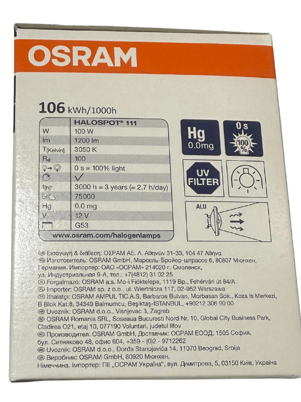Osram Halogen Alu 3050K (Sarı Işık) 100W 12V G53 Duylu Halospot