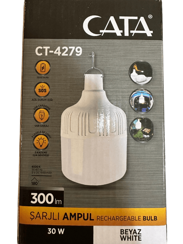 Cata CT-4279 30W 6500K (Beyaz Işık) Şarjlı Led Ampul (4 Adet)