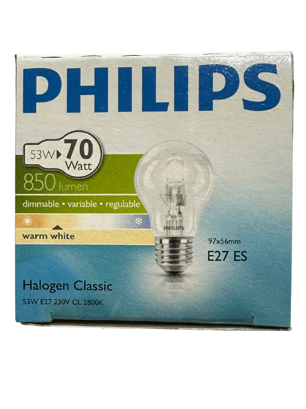 Philips Halojen Klasik 53W (70W) Dim Edilebilir 2800K (Sarı Işık) E27 Duylu Eski Tip Ampul (2 Adet)