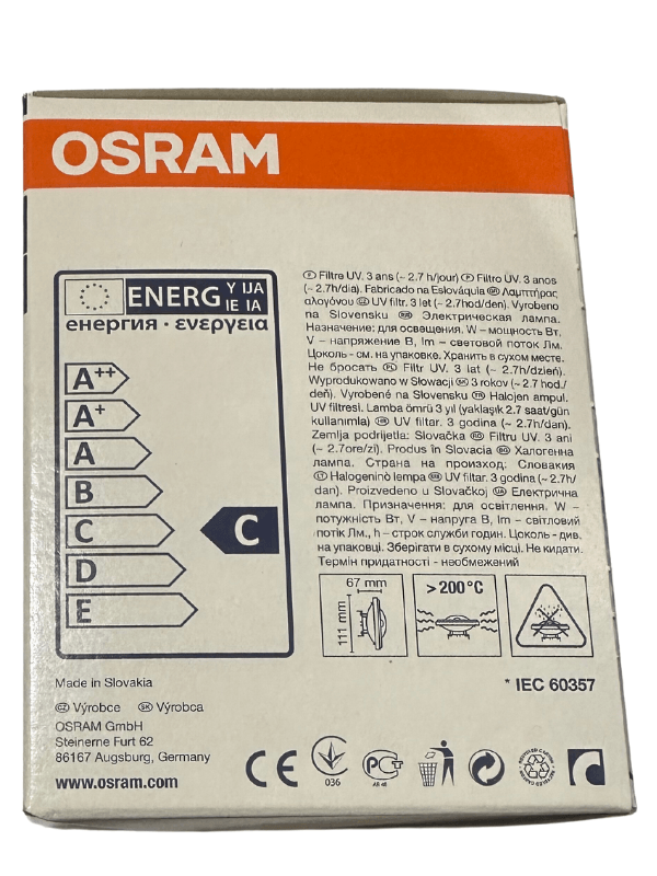 Osram Halogen Alu 3050K (Sarı Işık) 100W 12V G53 Duylu Halospot (2 Adet)