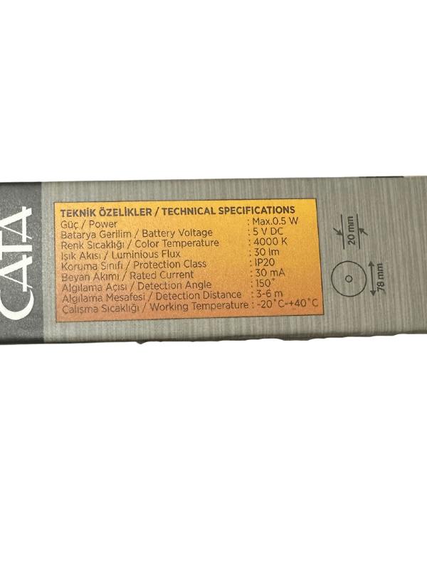 Cata CT-5180 4000K (Günışığı) Sensörlü Şarjlı Mıknatıslı Kabin Led Ampul (2 Adet)