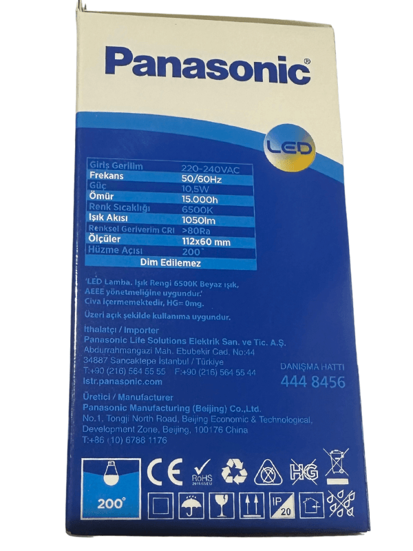 Panasonic 10.5W (75W) 6500K (Beyaz Işık) E27 Duylu Led Ampul (8 Adet)